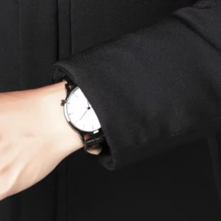 Elegante Lange Herrenjacke für Herren mit Kapuze und langen Ärmeln