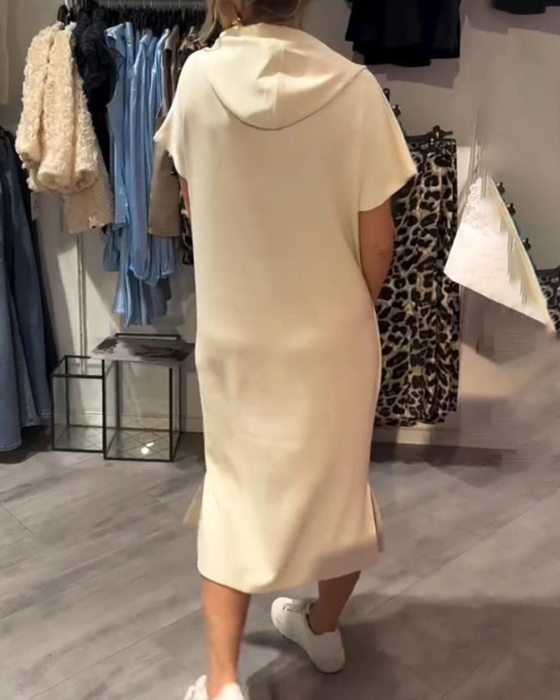 Bridget | Lässiges Hoodie-Midikleid für Damen mit Leoparden-Print und Kapuze