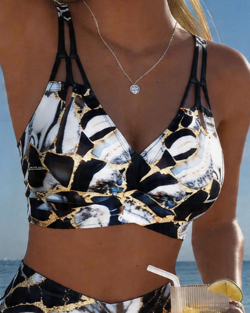 Luna | Damen V-Ausschnitt Strap Bikini mit Bindung