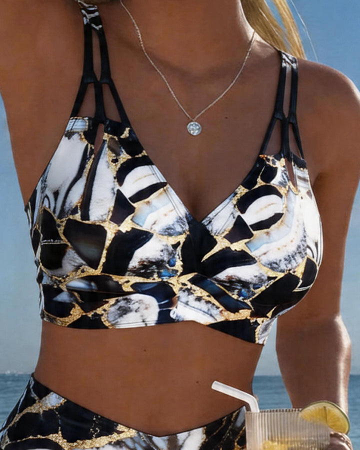 Luna | Damen V-Ausschnitt Strap Bikini mit Bindung