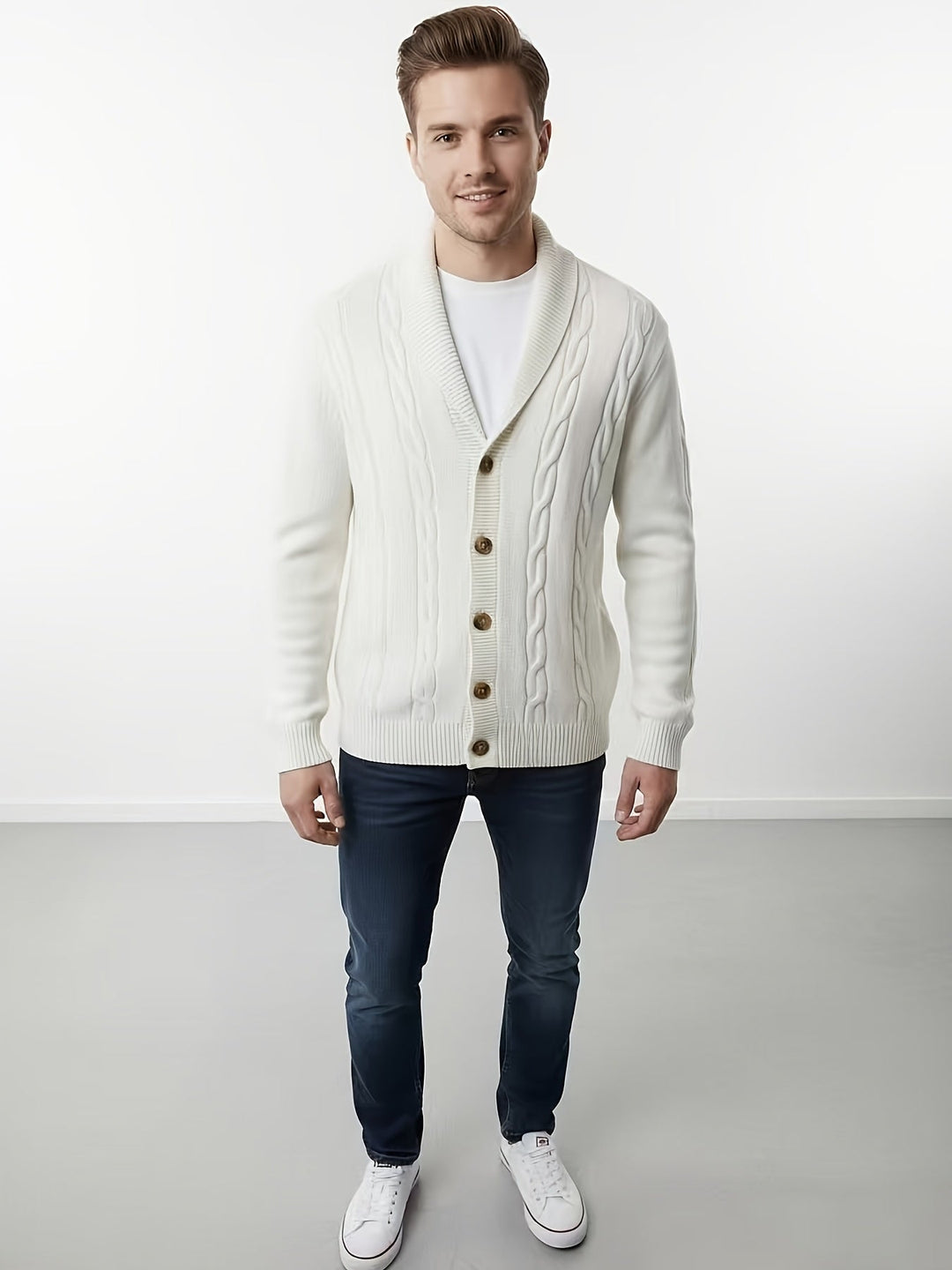 Kilian | Herren Langarm-Cardigan mit Knöpfen