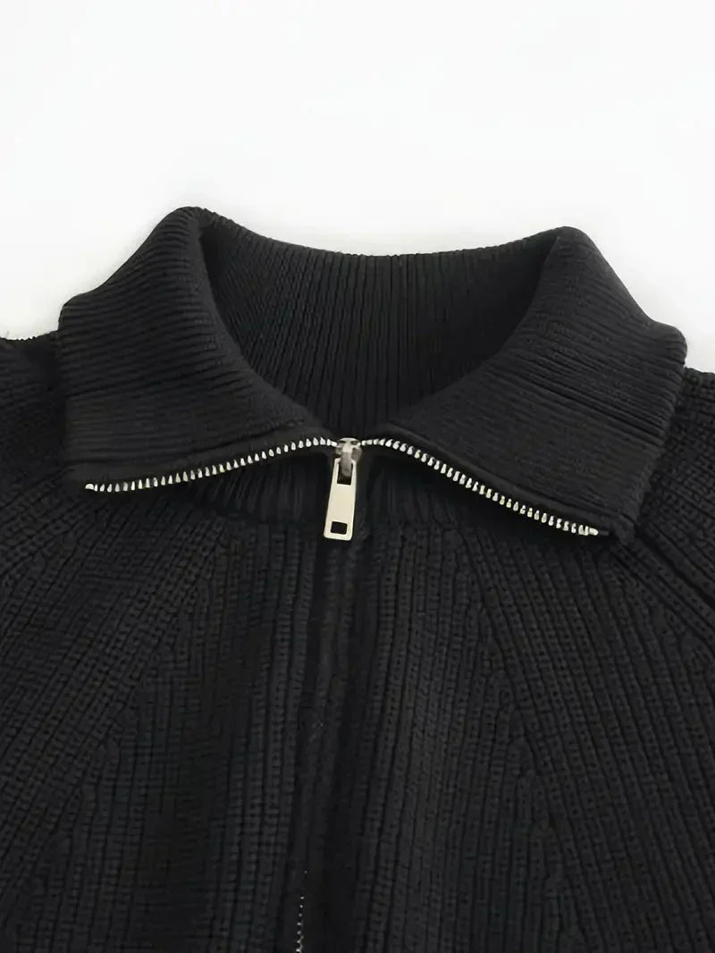 Brit und Boho | Ethan Klassischer Strick-Zipper mit langen Ärmeln