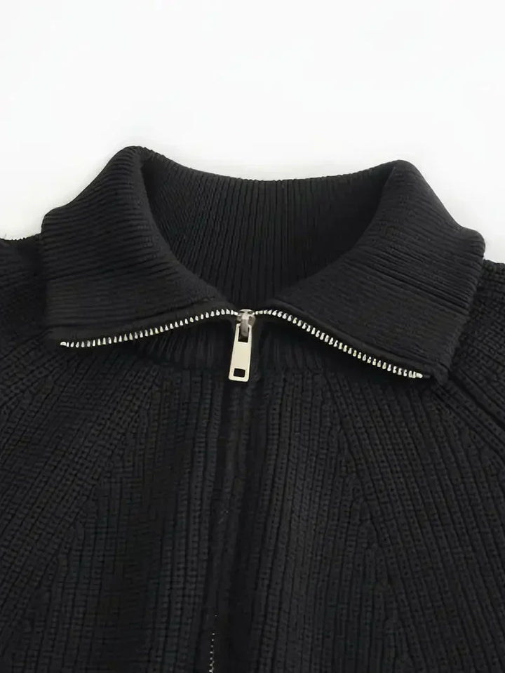 Brit und Boho | Ethan Klassischer Strick-Zipper mit langen Ärmeln