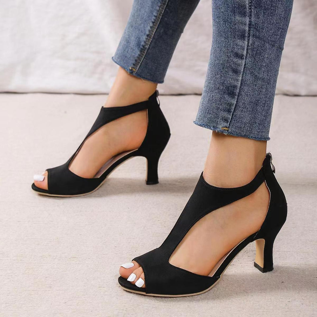 Hinterreißverschluss Fischarme Heelschuhe für Damen