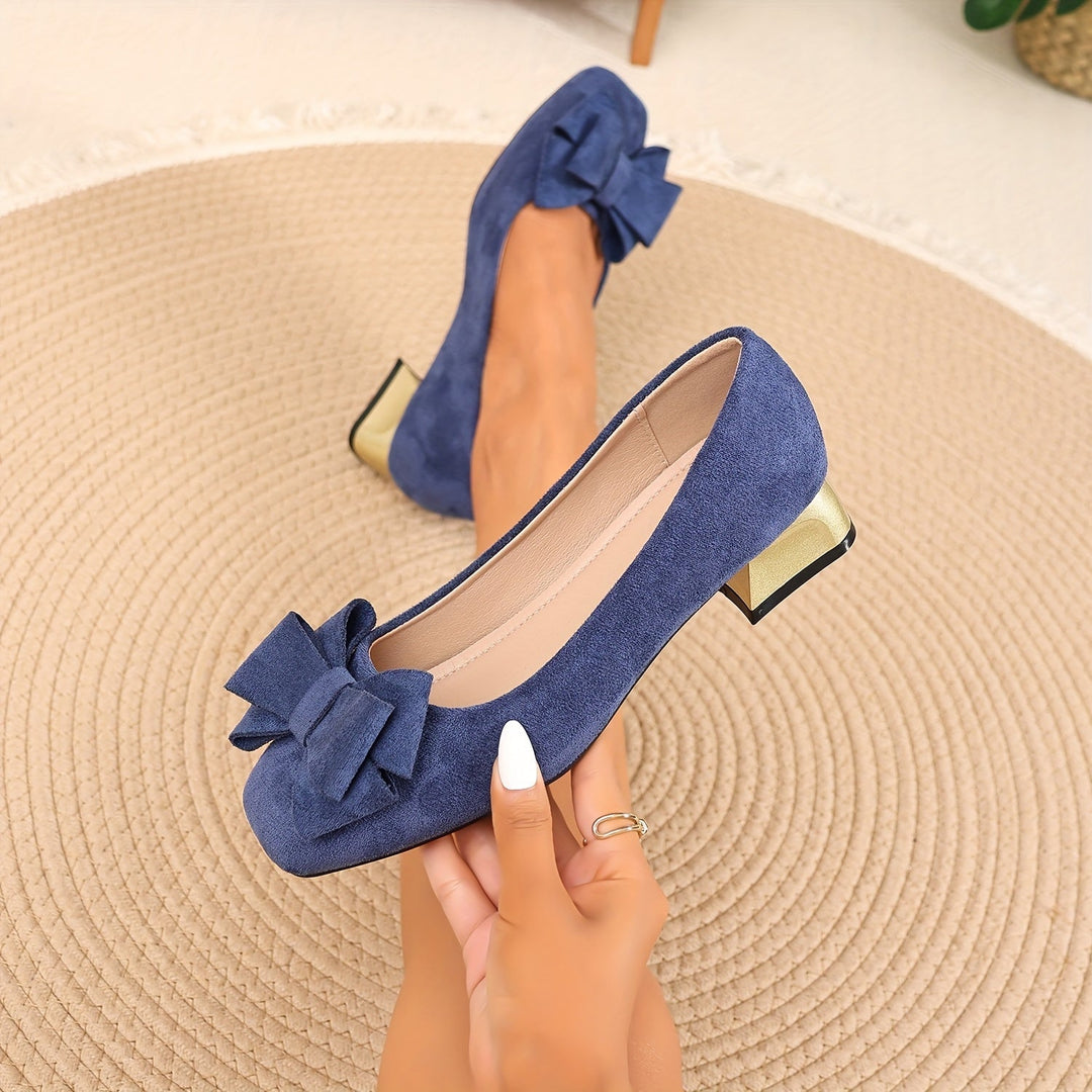 Schicke Damen-Bow-Schuhe mit stylischen dicken Absätzen