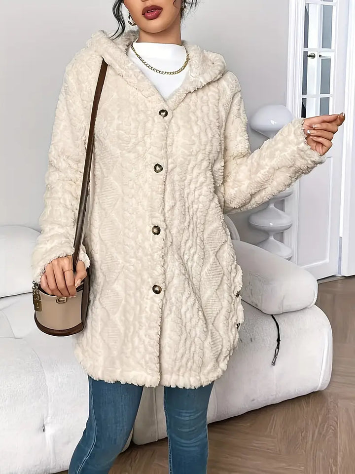 Chloe | Plüsch-Hoodie-Cardigan für Damen mit V-Ausschnitt und langen Ärmeln