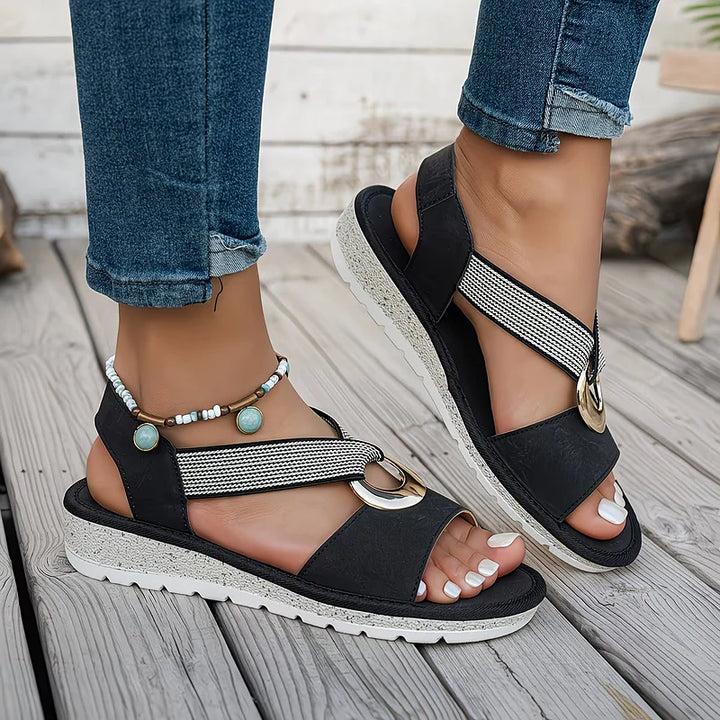 Skylar | Flache Sandalen für Damen mit Metall-Schnalle und flachem Absatz