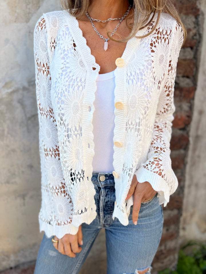 Nadia | Bequemer Cardigan für Damen mit V-Ausschnitt und langen Ärmeln