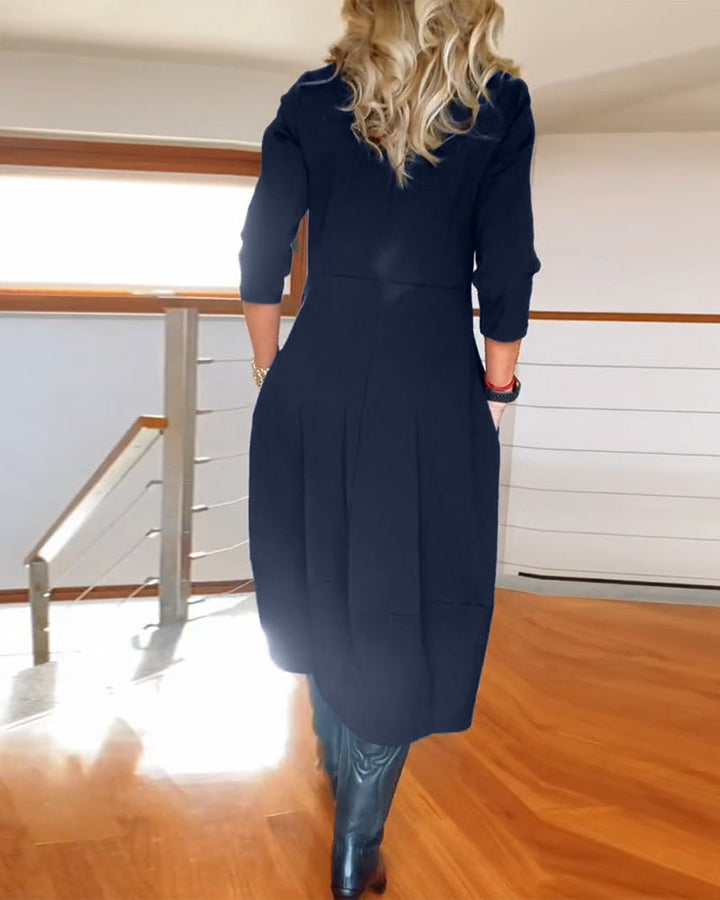 Sara | Stilvolles und Bequemes Midikleid für Damen mit Rundhalsausschnitt