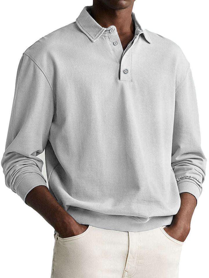 Victor | Herren Vintage Polo mit langen Ärmeln Poloshirt