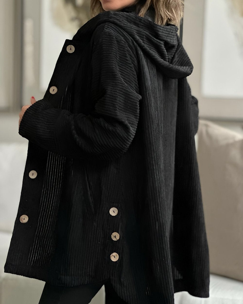 Cordia | Bequeme Cord-Jacke für Damen mit Kapuze und langen Ärmeln