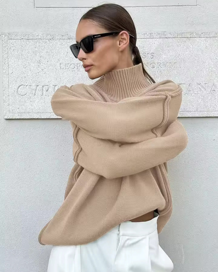 Isabella | Gestrickter Rollkragenpullover für Damen mit langen Ärmeln