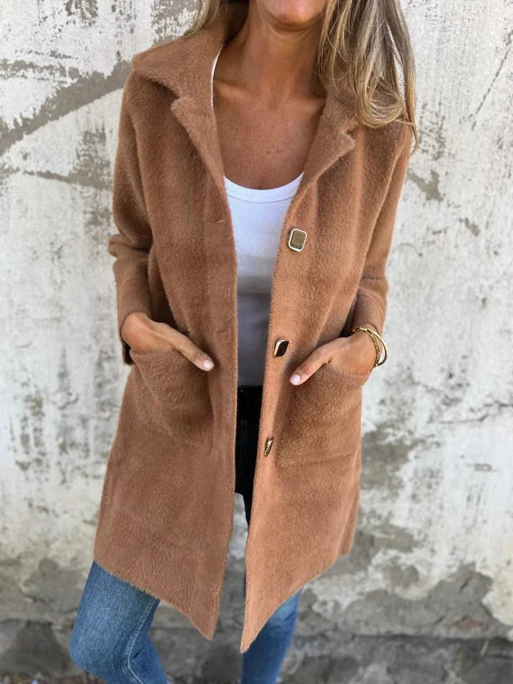Alice | Lässiger Dicker Mantel für Damen mit Aufschlägen