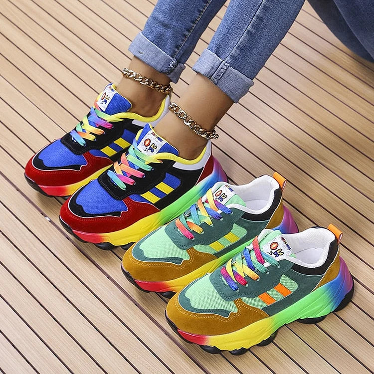 Isolina | Orthopädische Regenbogenschuhe mit flachem Absatz