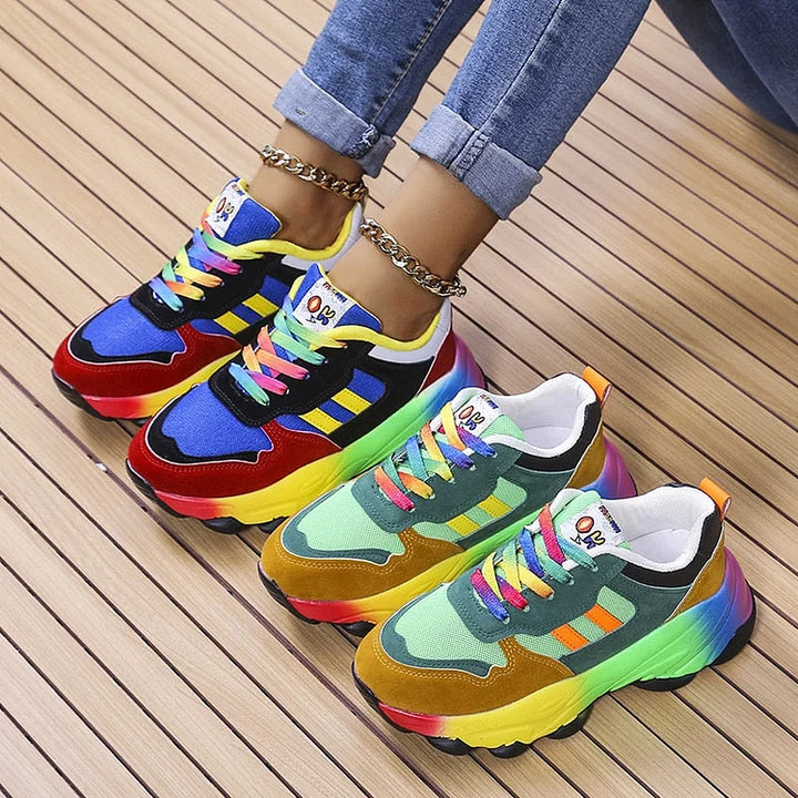 Isolina | Orthopädische Regenbogenschuhe mit flachem Absatz