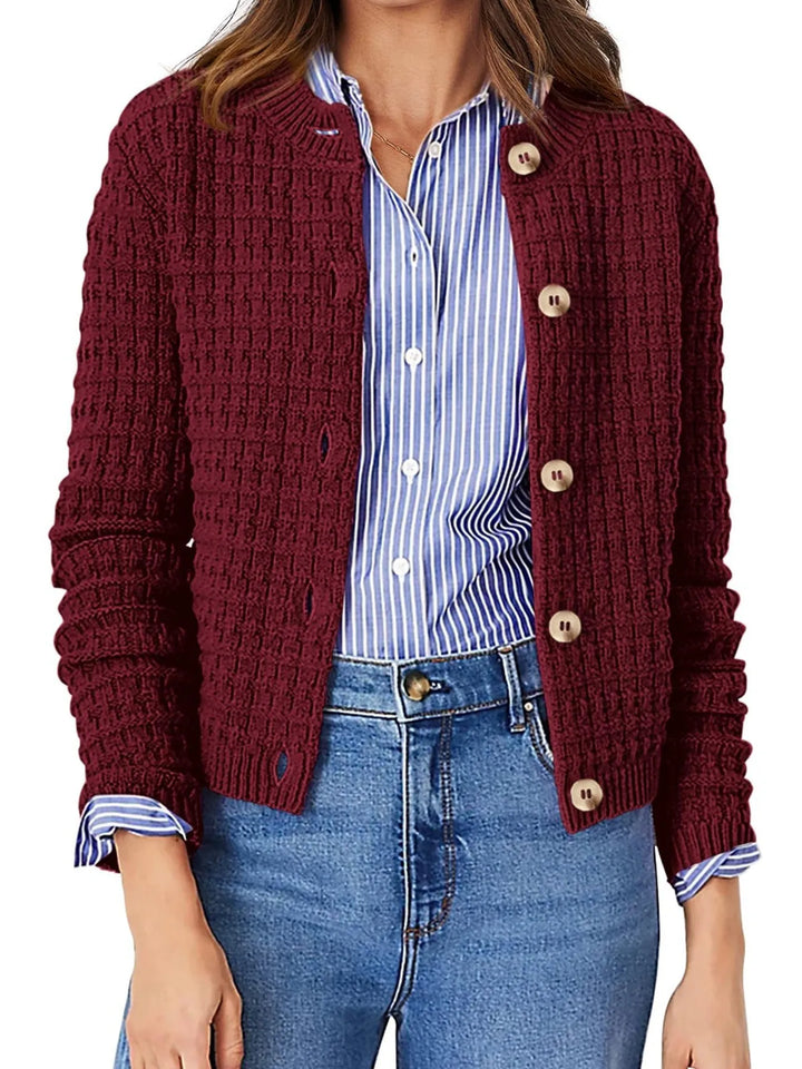 Harper | Strickjacke für Damen mit Knopfleiste und Rundhalsausschnitt