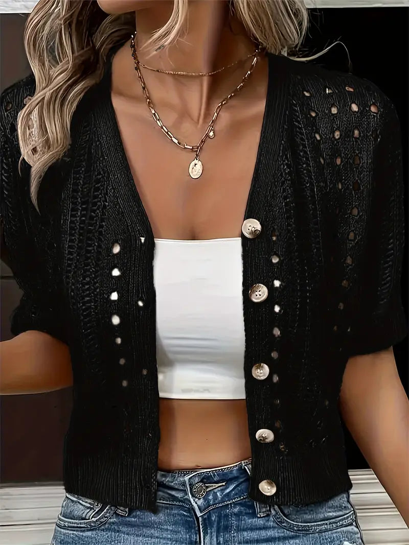 Kendall | Trendy Kurzarm-Cardigan für Damen mit V-Ausschnitt