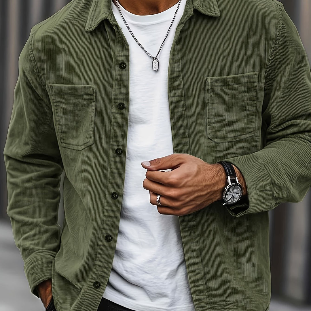 Lukas | Herren Langarm-Overshirt mit Knöpfen und Taschen