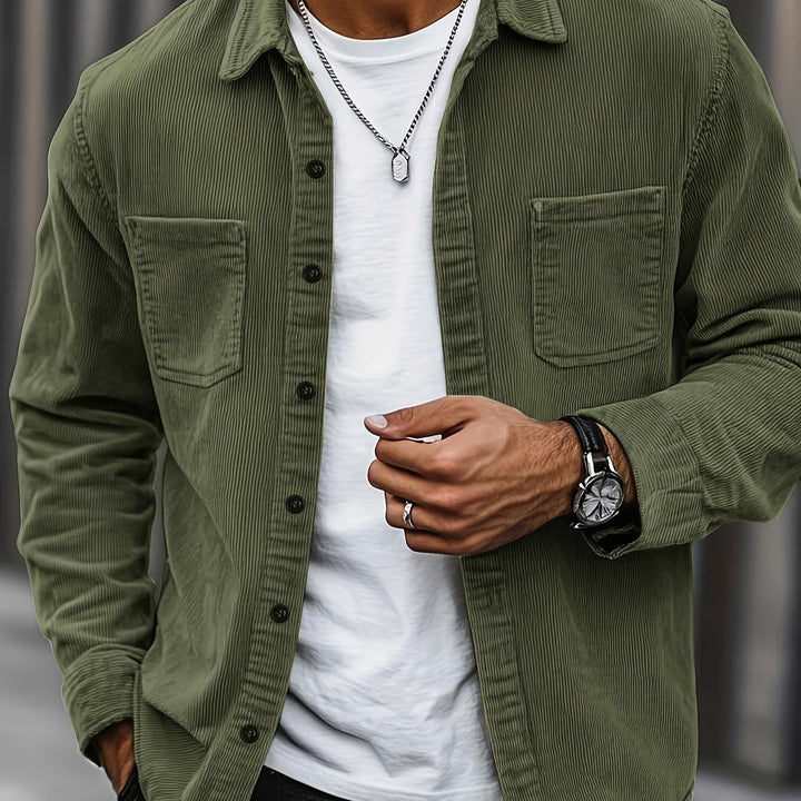 Lukas | Herren Langarm-Overshirt mit Knöpfen und Taschen