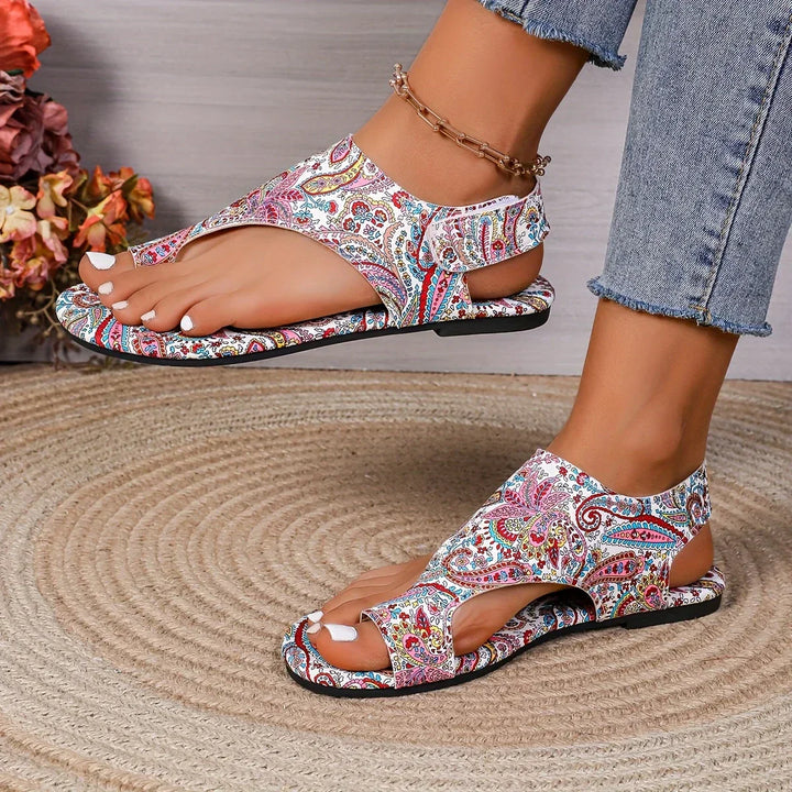Rosa | Vintage Bohemian Sandalen für Damen mit flachem Absatz
