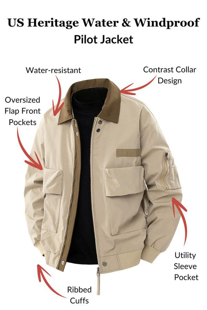 US Heritage Wasser und Winddichte Pilotjacke für Herren