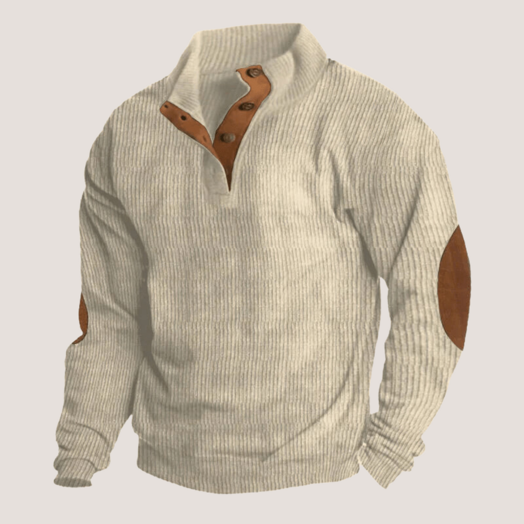 Fredrick | Gerippter Pullover für Herren mit Knopfleiste