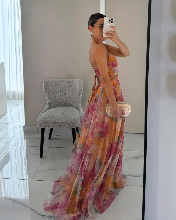 Valerie | Elegantes Florales Maxikleid für Damen mit V-Ausschnitt
