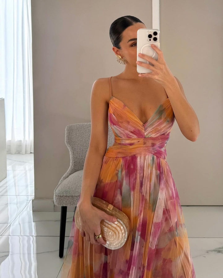 Valerie | Elegantes Florales Maxikleid für Damen mit V-Ausschnitt