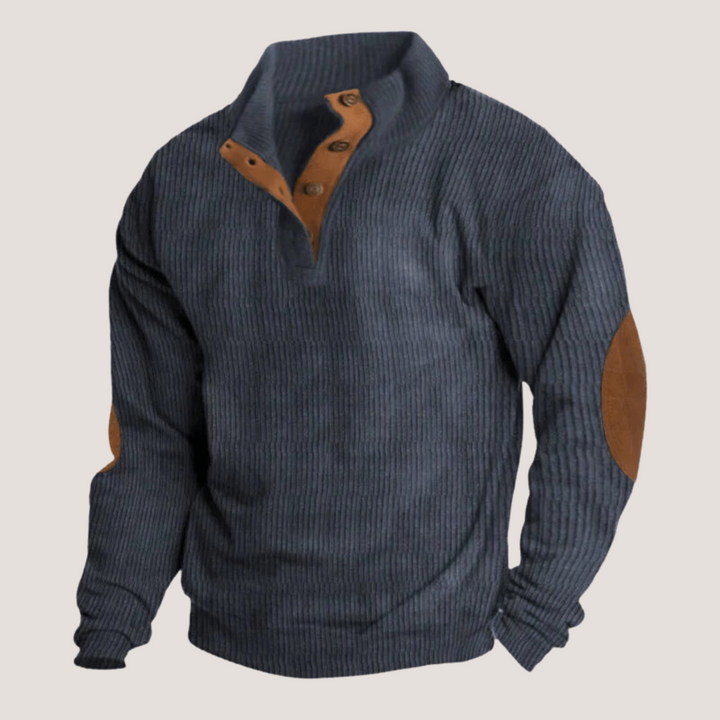 Fredrick | Gerippter Pullover für Herren mit Knopfleiste