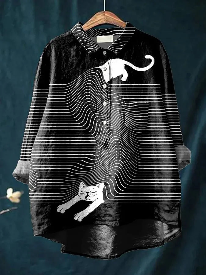 Coco | Katzenkunst Shirt mit langen Ärmeln