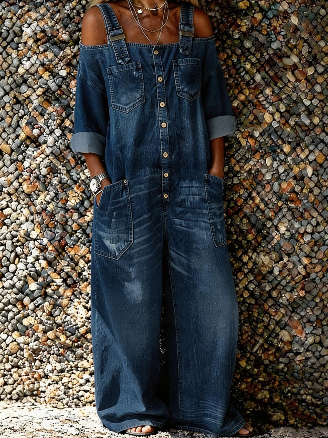 Bo | Denim Overall Jumpsuit mit Schulterriemen
