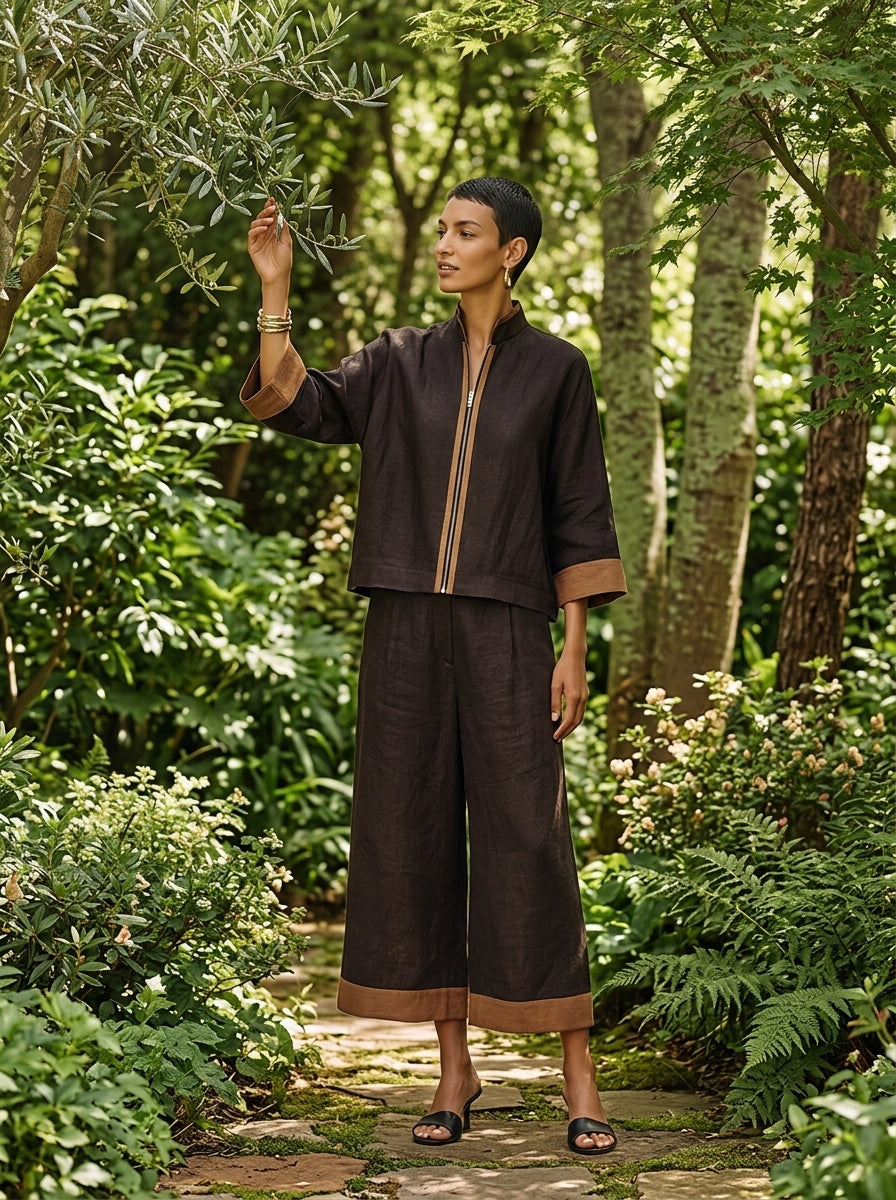 Damen Top-Set mit weiter Cropped-Hose