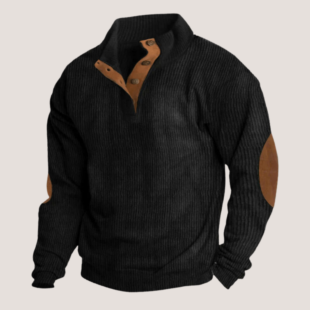 Fredrick | Gerippter Pullover für Herren mit Knopfleiste