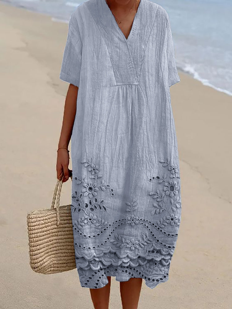 Evessa | Sommer Gedrucktes Kleid mit Blumenmuster und V-Ausschnitt