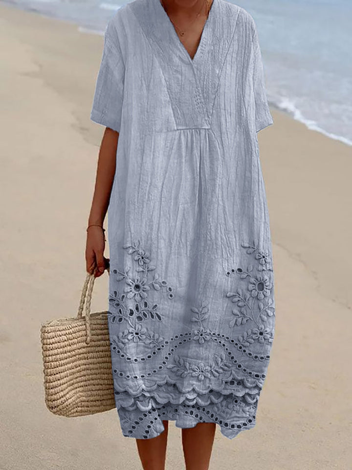 Evessa | Sommer Gedrucktes Kleid mit Blumenmuster und V-Ausschnitt