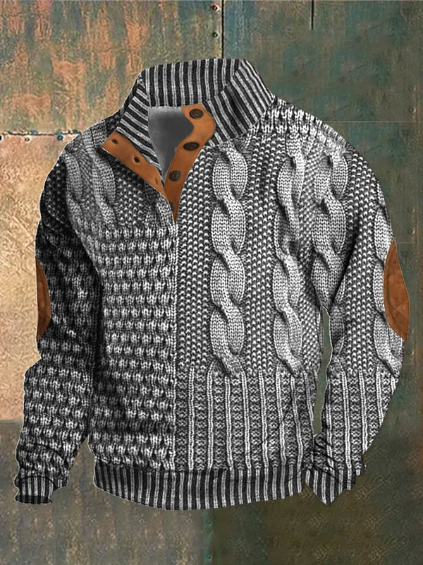 Basil | 3D-Print Pullover für Herren mit Muster und Rundhalsausschnitt