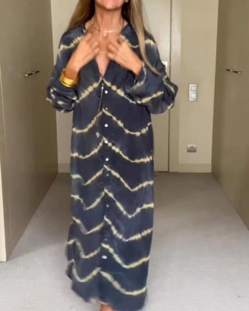 Bella | Boho-Streifen Maxikleid für Damen mit langen Ärmeln