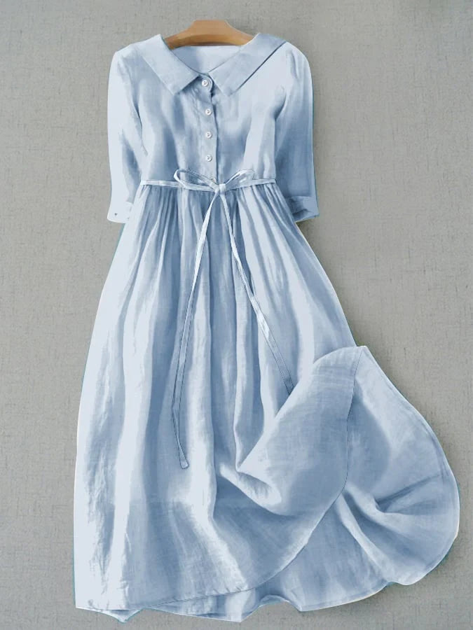 Alice | Elegantes Midikleid für Damen mit Rundhalsausschnitt und kurzen Ärmeln
