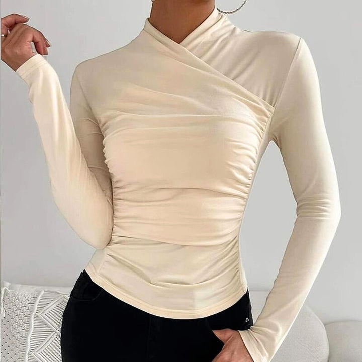 JANE | Klassisches Cross-Neck Top für Damen mit langen Ärmeln