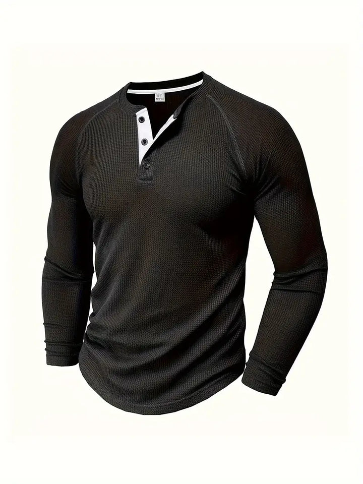 Chad | Herren Henley-Shirt mit Rundhalsausschnitt und langen Ärmeln