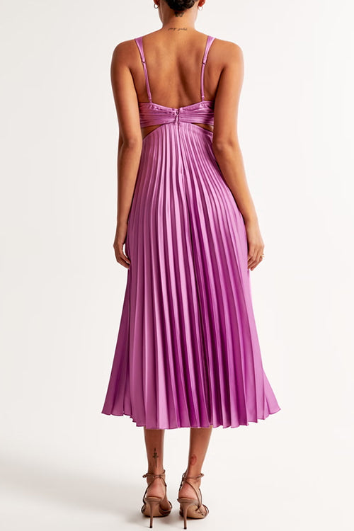 Elsa | Elegantes Plissiertes Maxikleid für Damen mit V-Ausschnitt