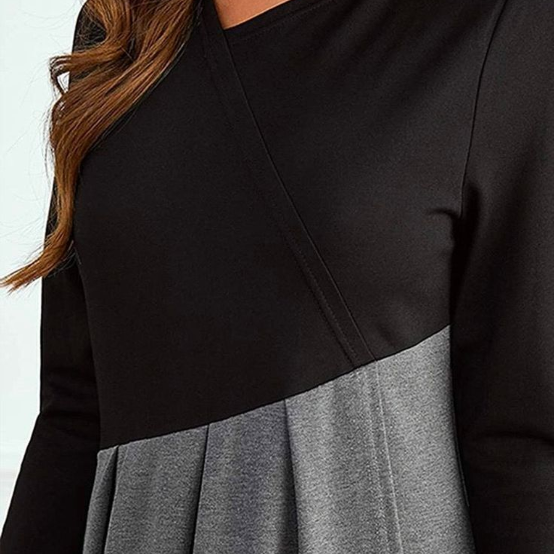 Rachel | Elegantes Midikleid für Damen mit Rundhalsausschnitt und langen Ärmeln