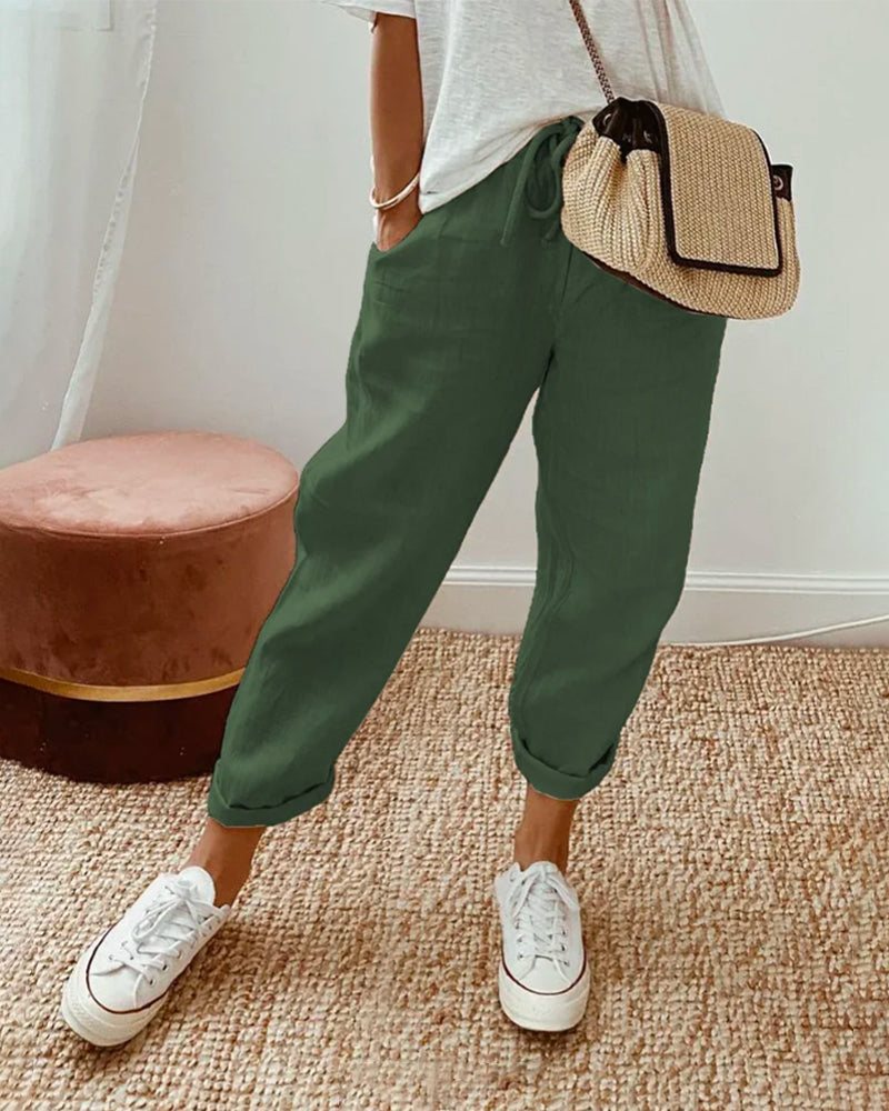 TRACY | Leichte Hose für Damen mit geradem Bein und hohem Bund