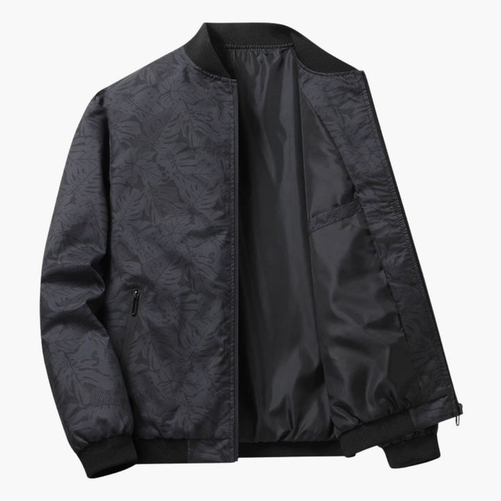 Elegante Herren Bomberjacke mit Blumenmuster und Rundhalsausschnitt