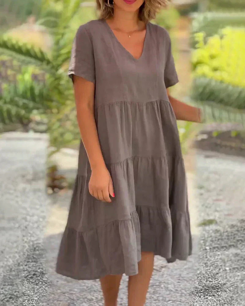 Bexley | Lässiges Sommer V-Ausschnitt Kleid für Damen mit kurzen Ärmeln
