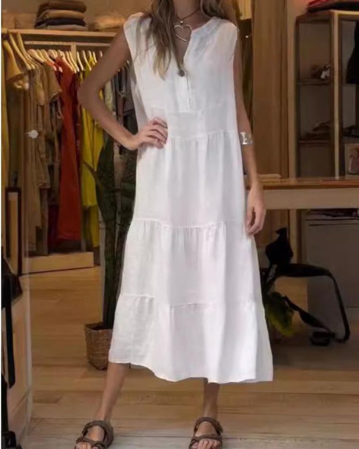 Aromea | Ärmelloses Midikleid für Damen mit V-Ausschnitt