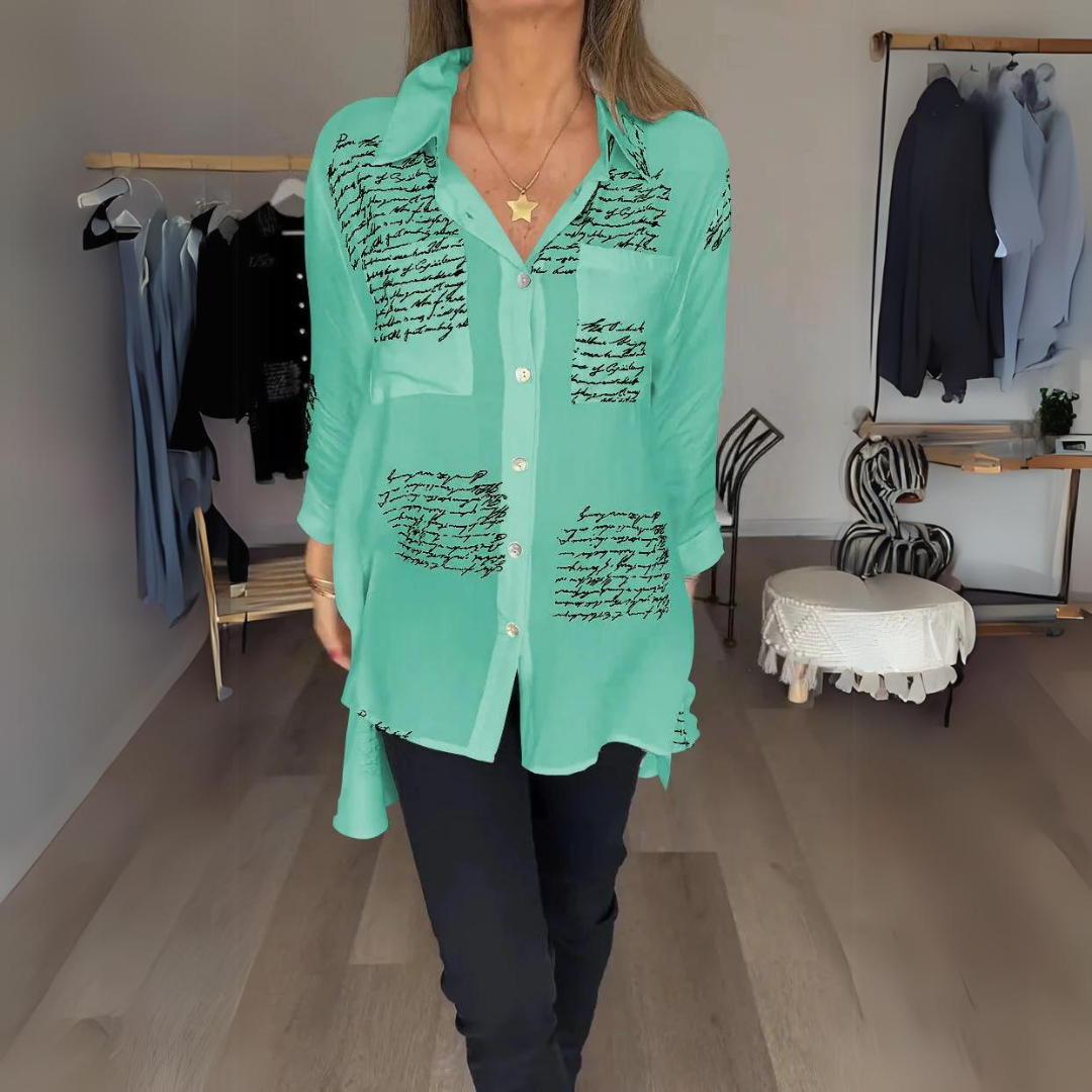 Carla | Handgeschriebene Button-Up-Bluse mit langen Ärmeln