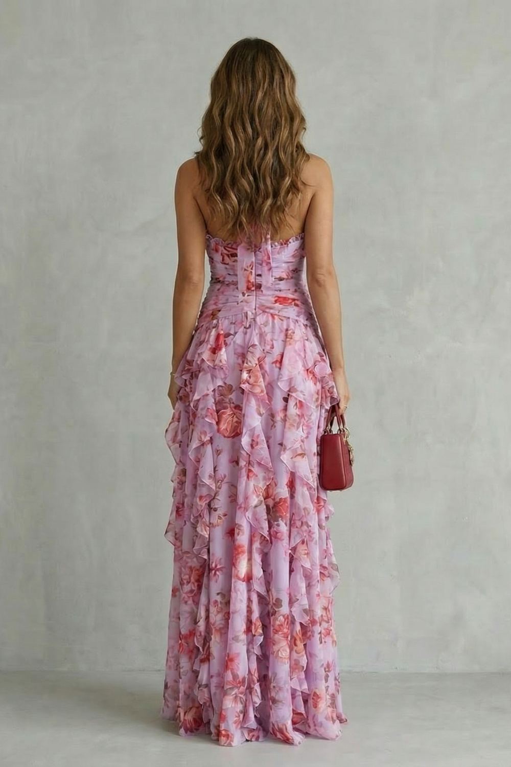 Belladina Verzauberndes Rosen-Kaskaden-Halter-Maxikleid für Damen