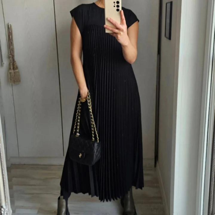 Alexa | Leichtes und Frisches Faltenkleid für Damen mit Rundhalsausschnitt
