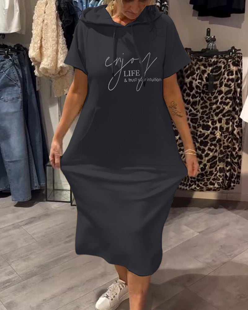 Bridget | Lässiges Hoodie-Midikleid für Damen mit Leoparden-Print und Kapuze